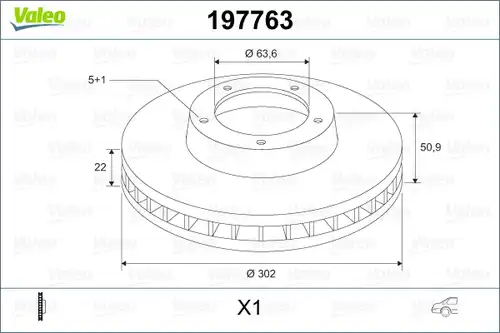 спирачен диск VALEO 197763