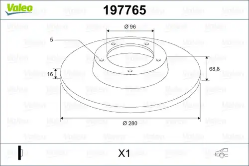 спирачен диск VALEO 197765