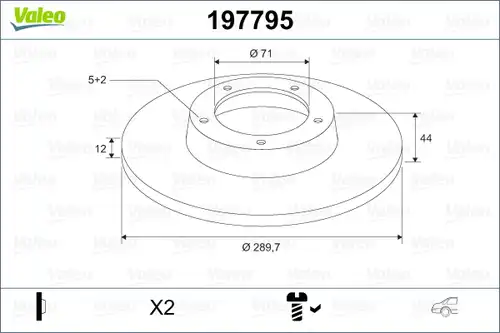 спирачен диск VALEO 197795