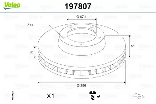 спирачен диск VALEO 197807