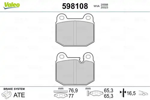 накладки VALEO 598108