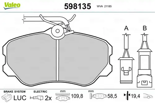 накладки VALEO 598135