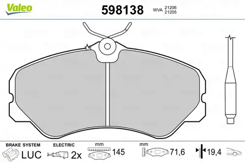 накладки VALEO 598138