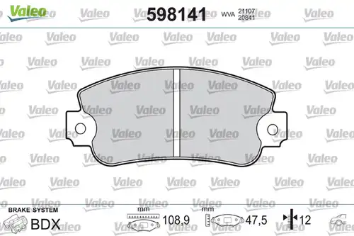 накладки VALEO 598141