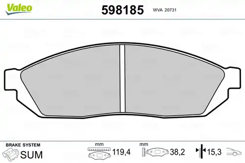 накладки VALEO 598185