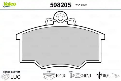 накладки VALEO 598205