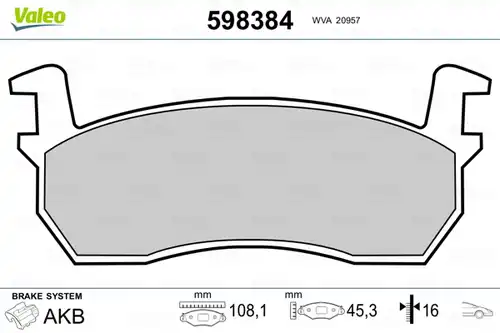 накладки VALEO 598384