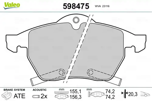 накладки VALEO 598475