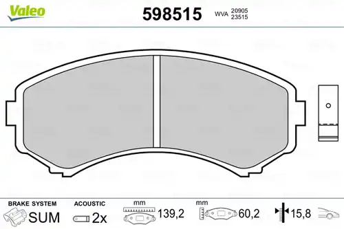 накладки VALEO 598515