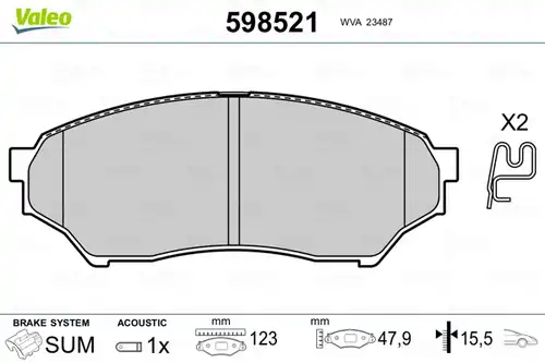 накладки VALEO 598521