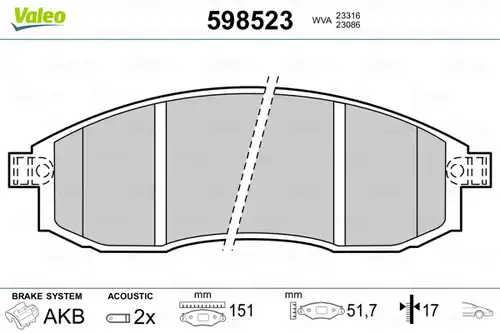 накладки VALEO 598523