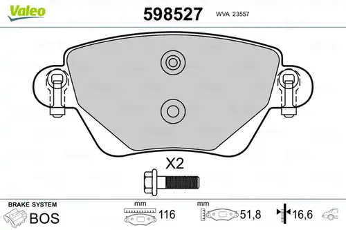 накладки VALEO 598527