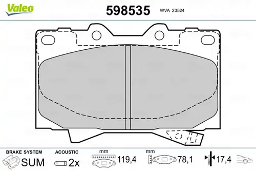 накладки VALEO 598535