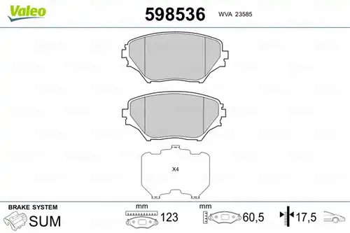 накладки VALEO 598536