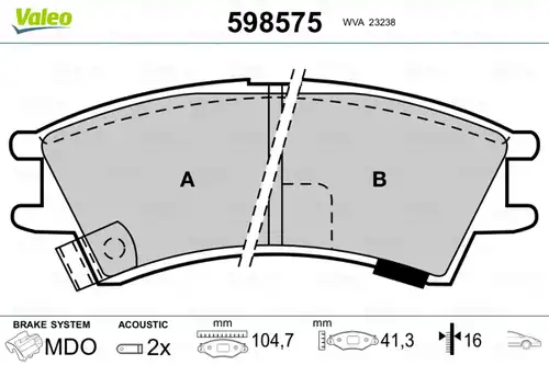 накладки VALEO 598575