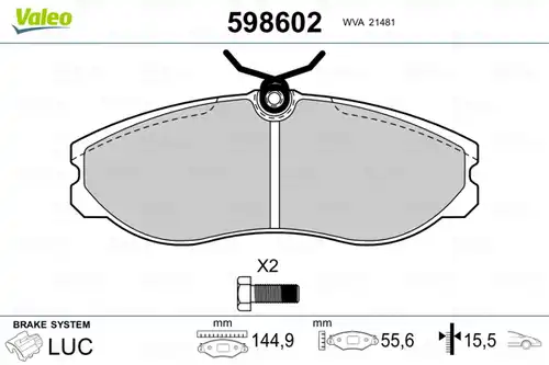 накладки VALEO 598602