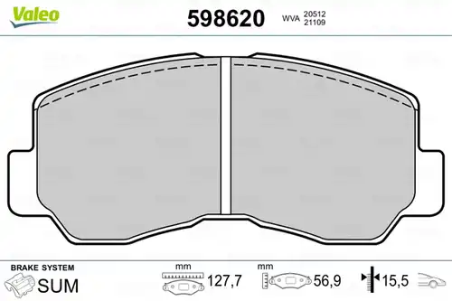 накладки VALEO 598620
