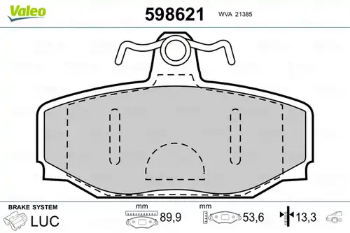накладки VALEO 598621