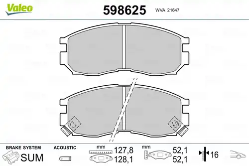 накладки VALEO 598625