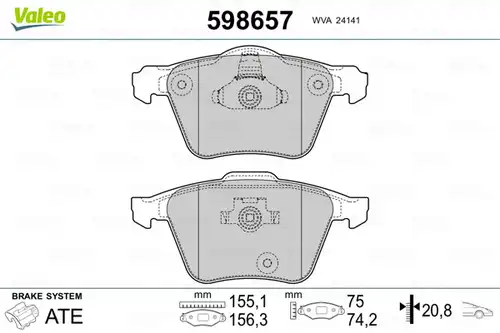 накладки VALEO 598657