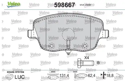 накладки VALEO 598667