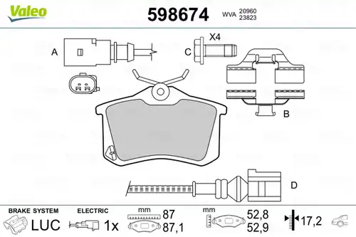 накладки VALEO 598674