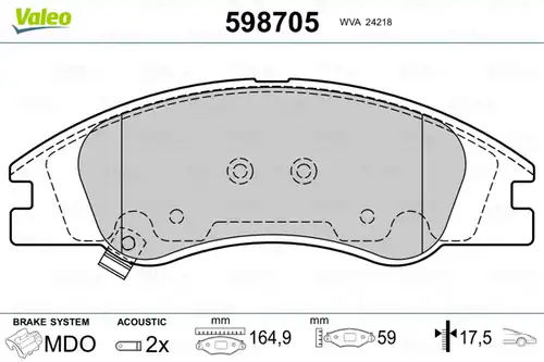 накладки VALEO 598705