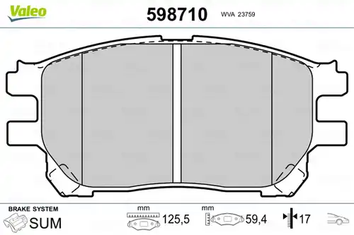 накладки VALEO 598710
