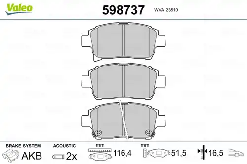 накладки VALEO 598737