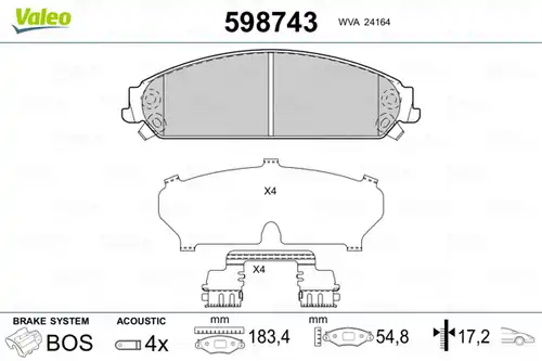 накладки VALEO 598743