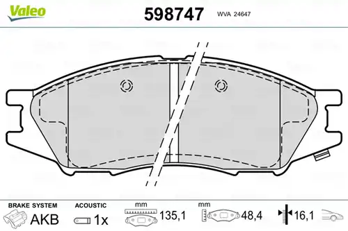 накладки VALEO 598747