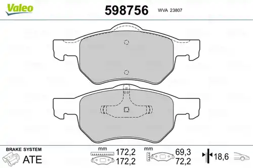 накладки VALEO 598756