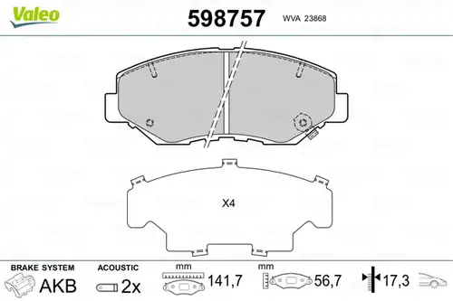 накладки VALEO 598757