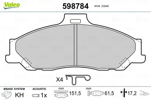 накладки VALEO 598784