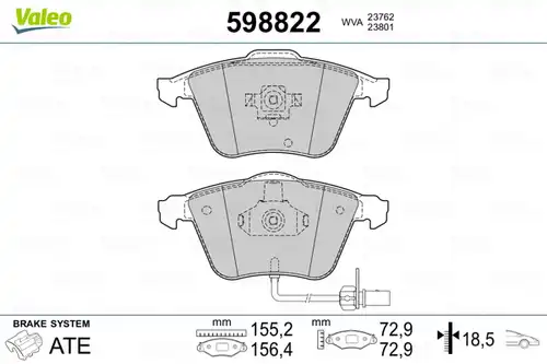 накладки VALEO 598822