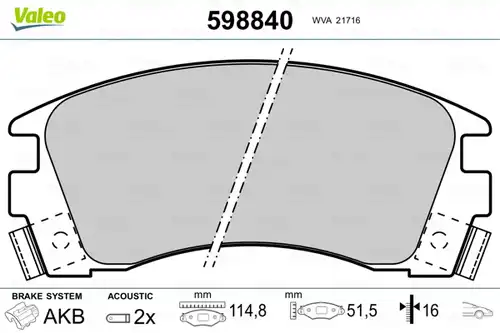 накладки VALEO 598840