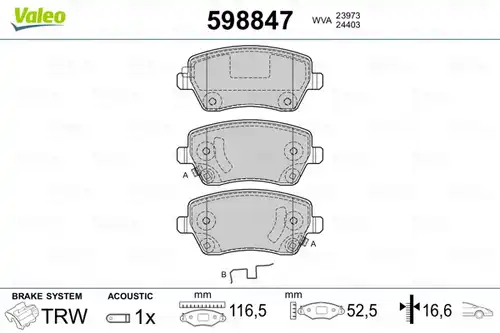 накладки VALEO 598847