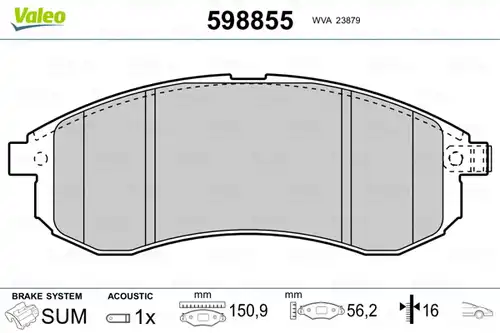 накладки VALEO 598855
