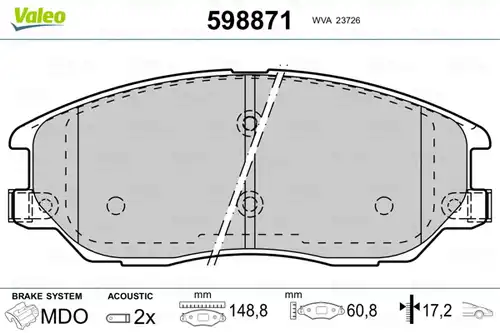 накладки VALEO 598871