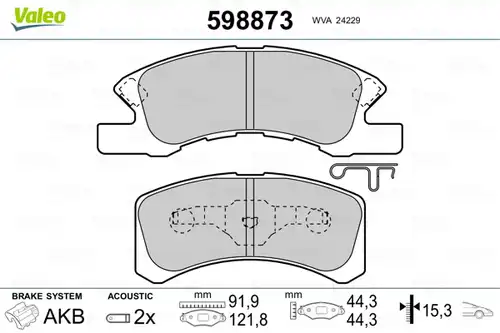 накладки VALEO 598873