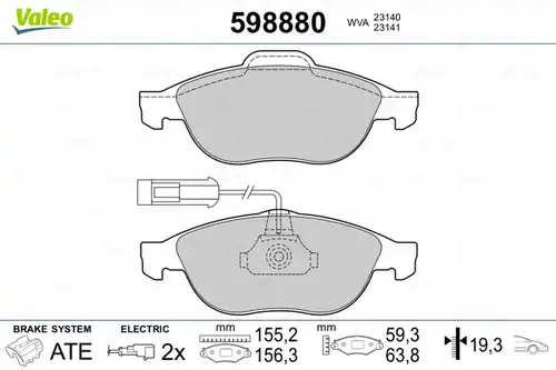 накладки VALEO 598880