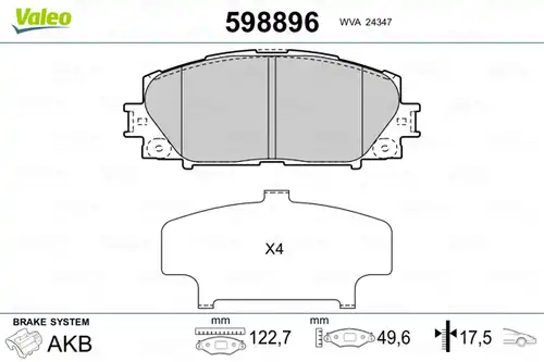 накладки VALEO 598896