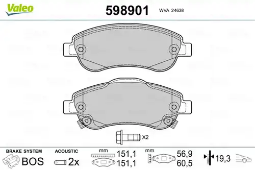 накладки VALEO 598901
