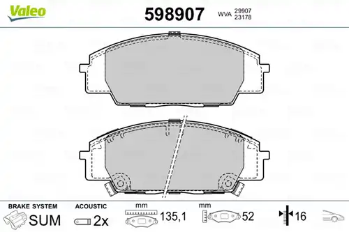 накладки VALEO 598907