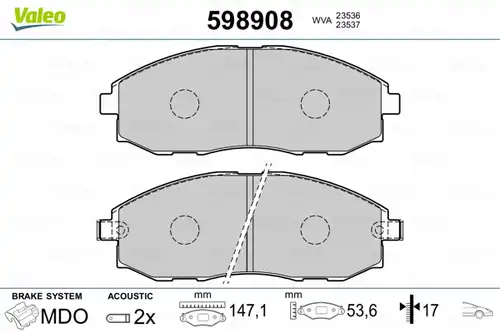 накладки VALEO 598908