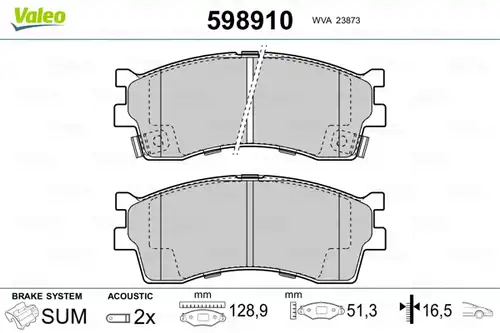 накладки VALEO 598910