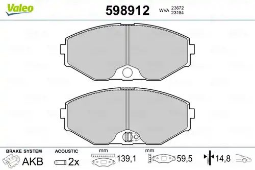 накладки VALEO 598912