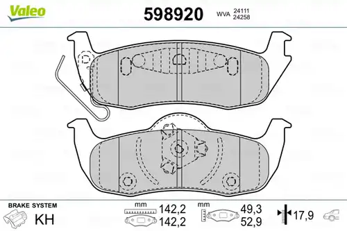 накладки VALEO 598920