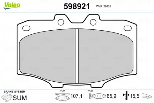 накладки VALEO 598921