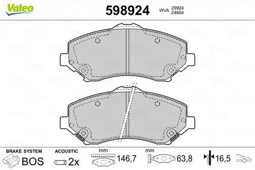 накладки VALEO 598924